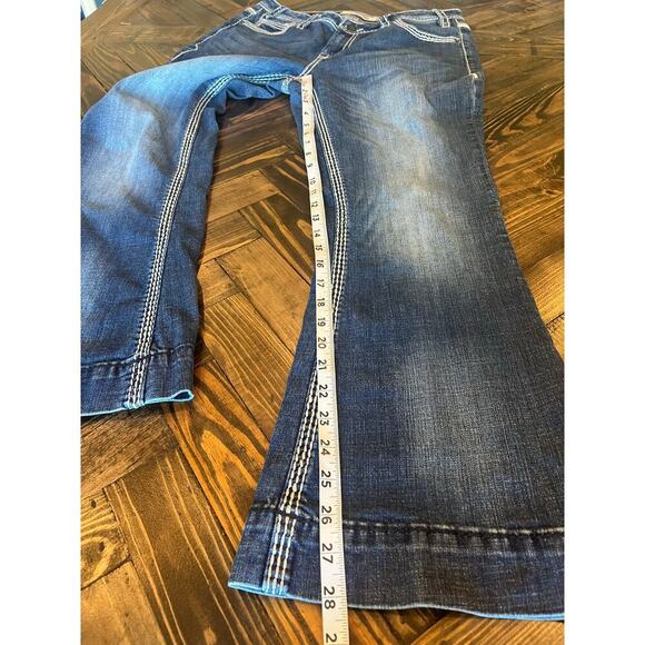 Rock & Roll Mid Rise Trouser Jean Women 29x30 Western Cowgirl Country Y2K Stitch - Picture 5 of 11